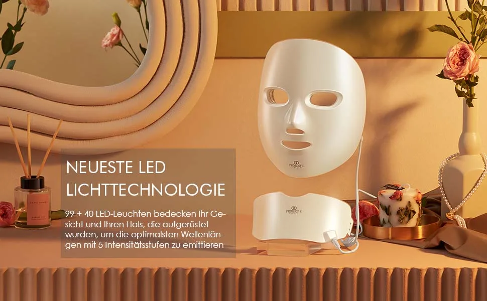 Project E Beauty Photon skin rejuvenation mask for the face and neck wireless LED photon 7 colors light treatment anti-aging fold removal mask - LED Mask