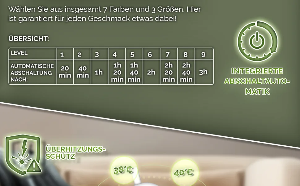 Sinnlein heating ceiling from Pl sch 180x130cm T V S d GS checked |Electrical thermal ceiling with automatic switch -off |Cuddly blanket |Timer function |9 temperature levels |Washable up to 40 C |Digital display 180 x 130 cm gray - Heizdecke
