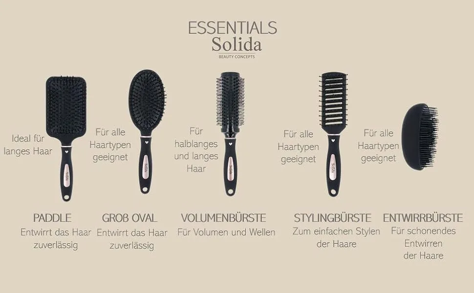 Solida Pure Luxury Volume Round brush with natural bristles with a nourishing keratin for volume and gloss-finish ceramic coating 44mm diameter - Solida