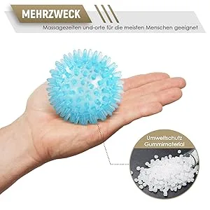 Hedgehog ball massage ball - soft & massage ball with knobs - helps relieve tension and stress blue 6cm - Weich & massageball mit Noppen