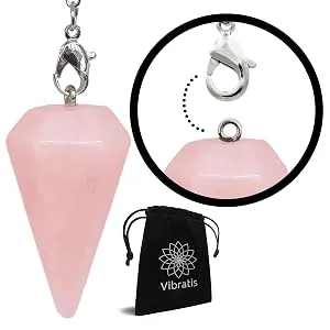 Pendulum for fortune telling in rose quartz Universal radiesthesia pendulum with chain 7 chakras (QUARTZ ROSE b) - pendel