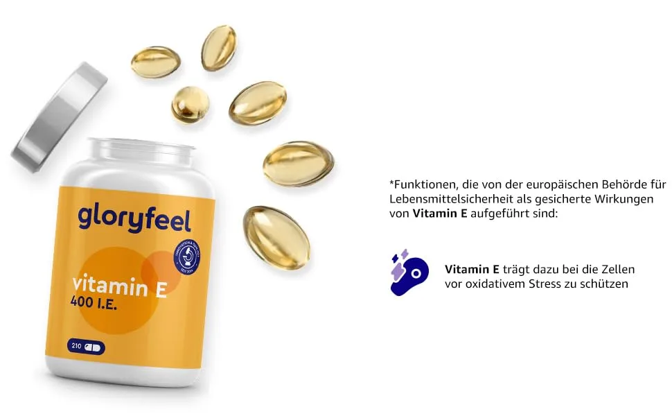 Vitamin E 210 capsules - 400 IE bioactive vitamin E per capsule - high -dose for 7 months of supply - laboratory testing and made in Germany - vitamine vitamin e