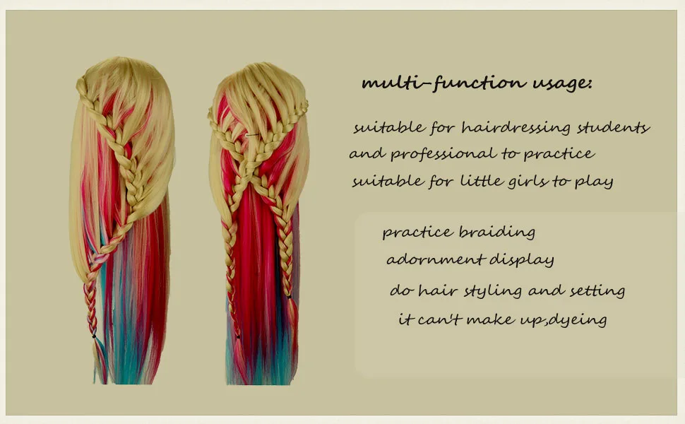 SHOWSHINE rainbow training heads styling head practice head with hair burgundy - Friseur-Trainingsköpfe