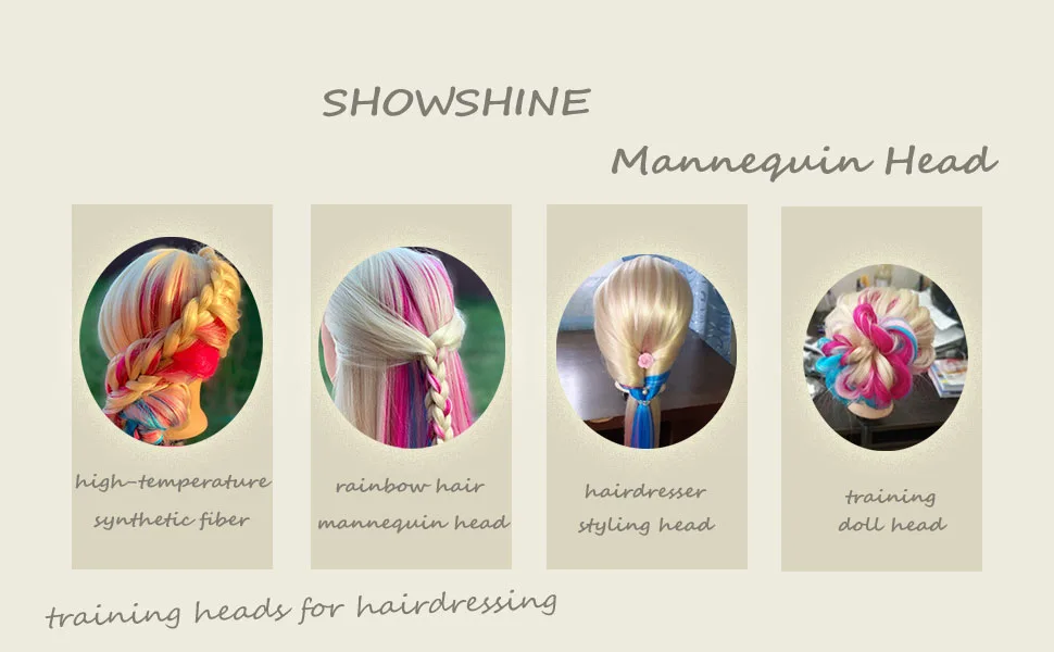SHOWSHINE rainbow training heads styling head practice head with hair burgundy - Stylingkopf