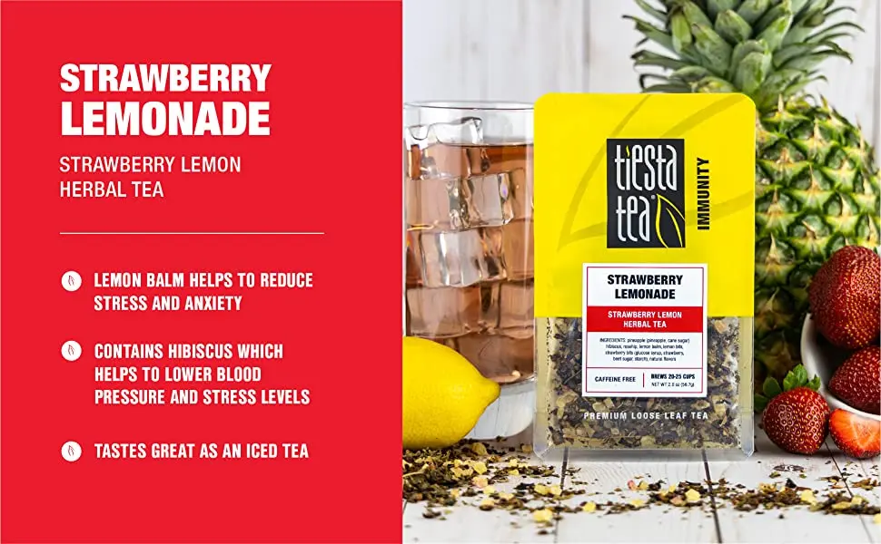Tiesta Tea Company Premium Loose Leaf Tea Strawberry Lemonade Caffeine Free  2.0 oz (56.7 g) - Strawberry Lemonade