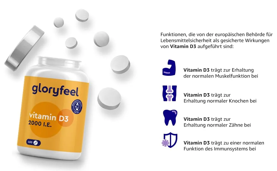 Vitamin D3 2000 I.E. - 400 tablets (13 months) high -dose - The sun vitamin for immune system & bones* - 100% pure cholecalciferol - laboratory test & without additives in Germany - vitamin d vitamin d3 d3 vitamin d hochdosiert