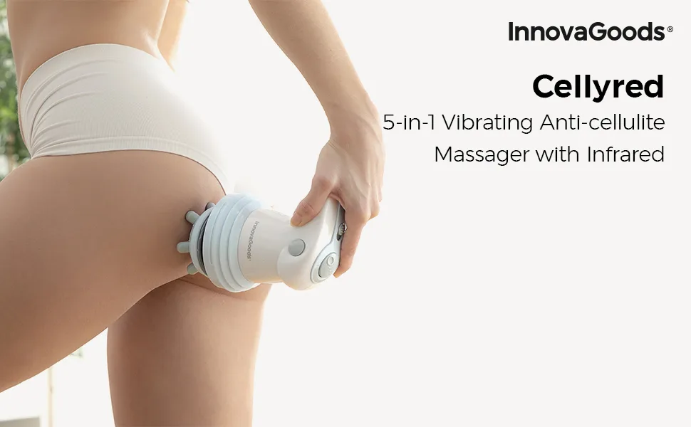 Innovagoods vibration massager with infrared technology 5 in 1 cellyred reduces cellulite and tightens the skin.With 5 interchangeable essays. - Massagegerät, Anti-Cellulite, Cellulite, Glutee, Oberschenkel, Arme, Entspannung