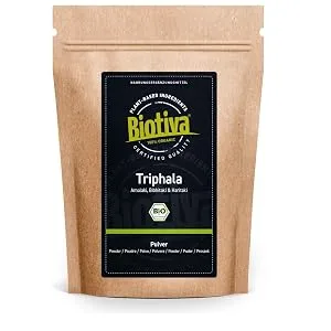 Triphala powder Bio 200g - from Amalaki Haritaki Bibhitaki - Ayurveda Biotriphala - bottled and controlled in Germany - 100% Vegan - Biotiva - Triphala Pulver