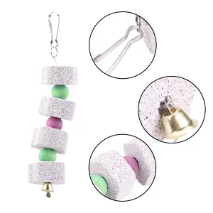 Tnfeeon grinding beak calcium stone parrot bird teeth grindstone hanging cord cord cheese stone for hamster chinchilla (1 pieces) - product information 5