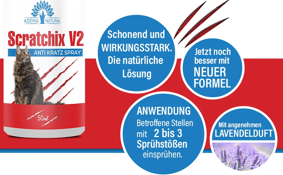Adema Natural Scratchix V2 - Anti Kratz Spray Medium for scratching for inside outside furniture textiles carpet curtains 50ml content - product information 2