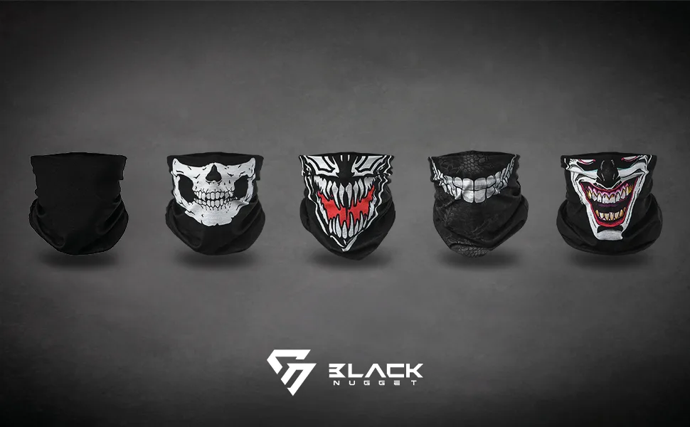Blacknugget Printed multifunctional cloth with unusual design - high -quality storm hood as a heat and protective cloth - neckerchief face shield face mask - different pattern unit size deadhead 1 - Halstuch, Biken, Motorrad, Schutz, Tuch, Gesicht, Black, Nugget, Antenne, Freizeit, Cool