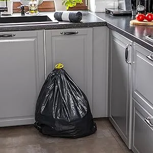 Tear-resistant garbage bags 120L Black - WITH DRAWSTRING - 100% Recycled - XXL garbage bags (50 to 1000 bags selectable) (50) - Kueche 120L zugband