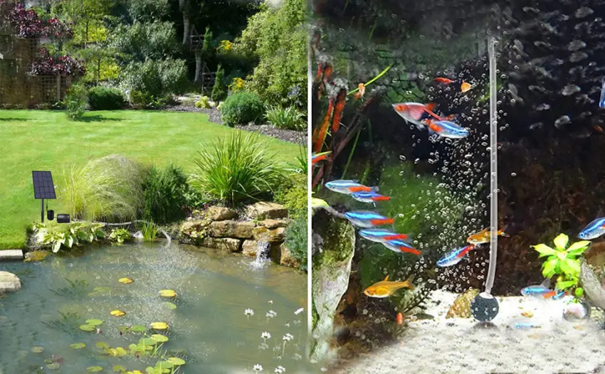 Decdeal Solar Pond Aerator Air Pump Oxygen Pump Day and Night for Garden Pond Aquarium - Oxygenierungspumpe