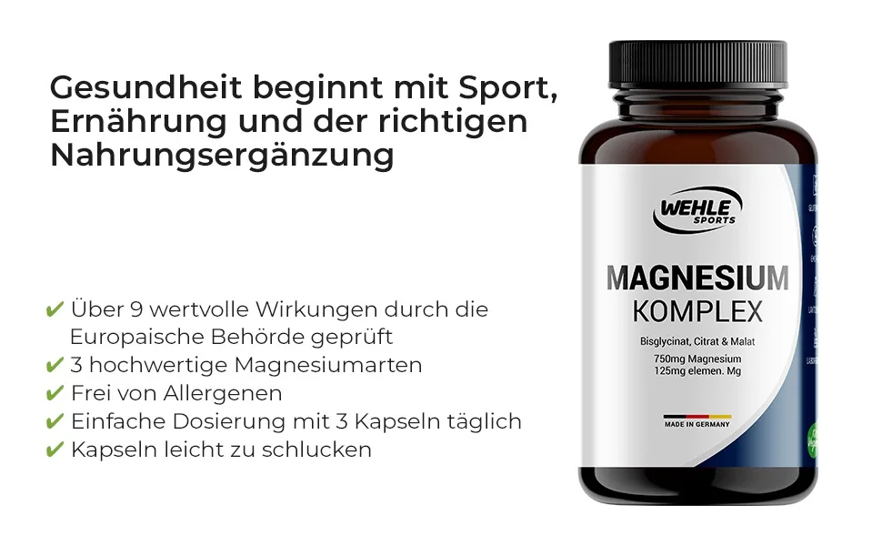 Magnesium complex 375mg elementary magnesium per daily dose.Magnesiumbisglycinat magnesium citrate magnesiummalate high dose vegan (180 capsules) - Magnesium Komplex
