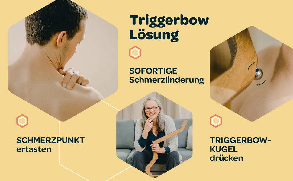 TRIGGERBOW trigger point massager for back neck shoulder trigger point presser made of wood - triggerbow massagegerät aus holz