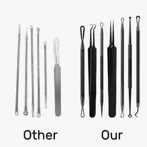 Blackening remover Jolifile pimples Express Tools 7 pieces blackhead distant extractor tools tweezers Tools blackout pimple popper acne comedone set for nasal view error-black 7-part set - mitesser entferner