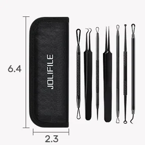 Blackening remover Jolifile pimples Express Tools 7 pieces blackhead distant extractor tools tweezers Tools blackout pimple popper acne comedone set for nasal view error-black 7-part set - muttermal entfernen
