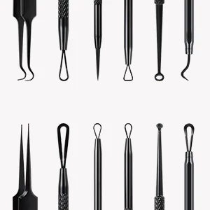 Blackening remover Jolifile pimples Express Tools 7 pieces blackhead distant extractor tools tweezers Tools blackout pimple popper acne comedone set for nasal view error-black 7-part set - pickel entfernen