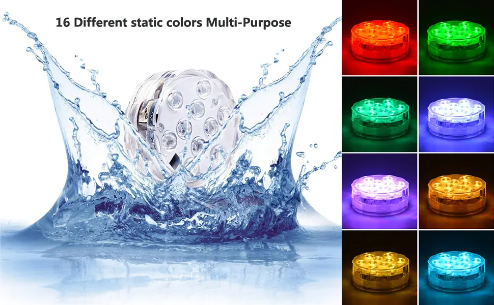 Multicolor remote control RGB LED underwater lighting waterproof color change Led Magic Light for Vase Base Floral aquarium pond wedding (1piece flower) - Led Submersible Lights