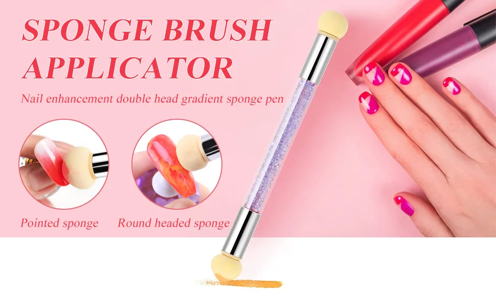 Luliyldj Nailart-Rendering tool Double-headed color curve nail sponge and dab sponge brush applicator (including 4 replacement heads)  - Nagelbürste