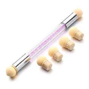 Luliyldj Nailart-Rendering tool Double-headed color curve nail sponge and dab sponge brush applicator (including 4 replacement heads)  - Nagelbürste