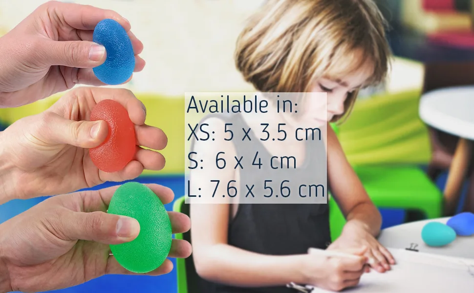 The Friendly Swede 3 pieces of egg -shaped grip balls - anti -stress ball hand trainer and finger trainer with different hardness degrees extra small - Sizes