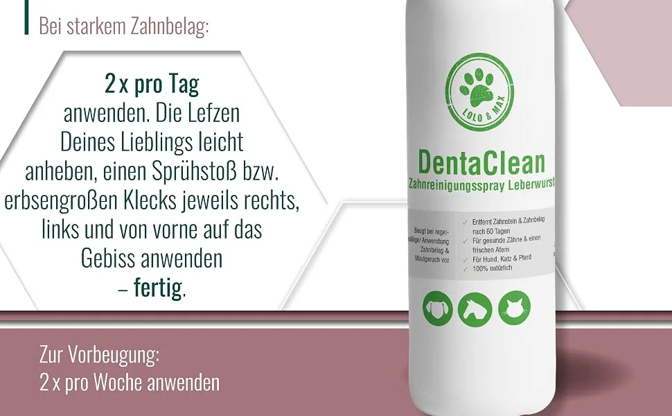 Lolo & Max DentaClean Spray Liverwurst Tooth cleaning spray for animals liver sausage flavor - dentaclean