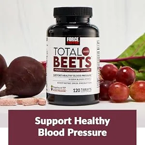 Force Factor Total Beets Powerful Circulation Support 120 Tablets - Support Healthy Blood Pressure