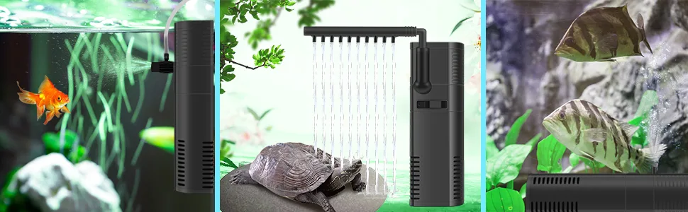 everfarel Aquarium Filter Internal Filter Internal Filter Pump with Spray Rod for Fish Tank 300L/450L/H 2W/6W (300L/H 2W) - pumpe