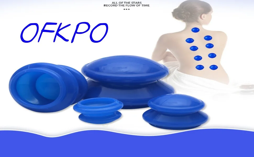 OFKPO Anti Cellulite Cup 4 Pieces Silicone Cupping Set for Muscle Soreness Beauty Therapy Massage (Blue) - Schröpfgläser