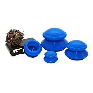 OFKPO Anti Cellulite Cup 4 Pieces Silicone Cupping Set for Muscle Soreness Beauty Therapy Massage (Blue) - Silikon Schröpfen