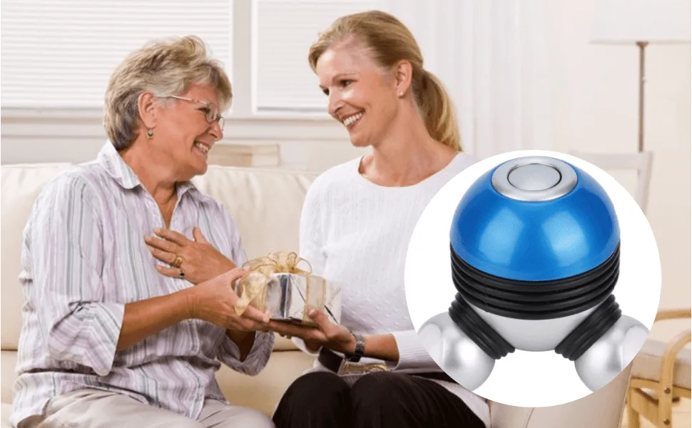 Mini massage neck massage device vibration massager at home hand body massage device with LED light for head neck legs Portable back massager for relaxing the muscles (blue) - Körper Massagegerät
