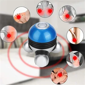 Mini massage neck massage device vibration massager at home hand body massage device with LED light for head neck legs Portable back massager for relaxing the muscles (blue) - Körper Massagegerät