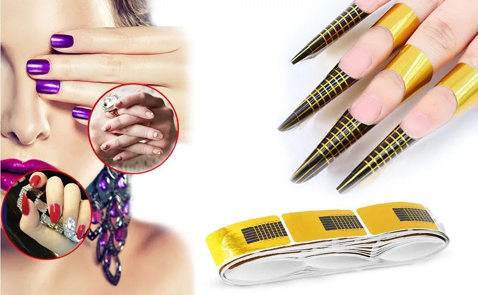 Self-adhesive nail stencils nail form for nail art nail stencils for gel nails & nail extensions (144 pieces) - product information 2