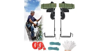 Tree climbing crampons stainless steel tree climbing spikes tree climbing spike set crampons tree stainless steel with straps and gloves for tree work 2Claws - Baumklettern Steigeisen