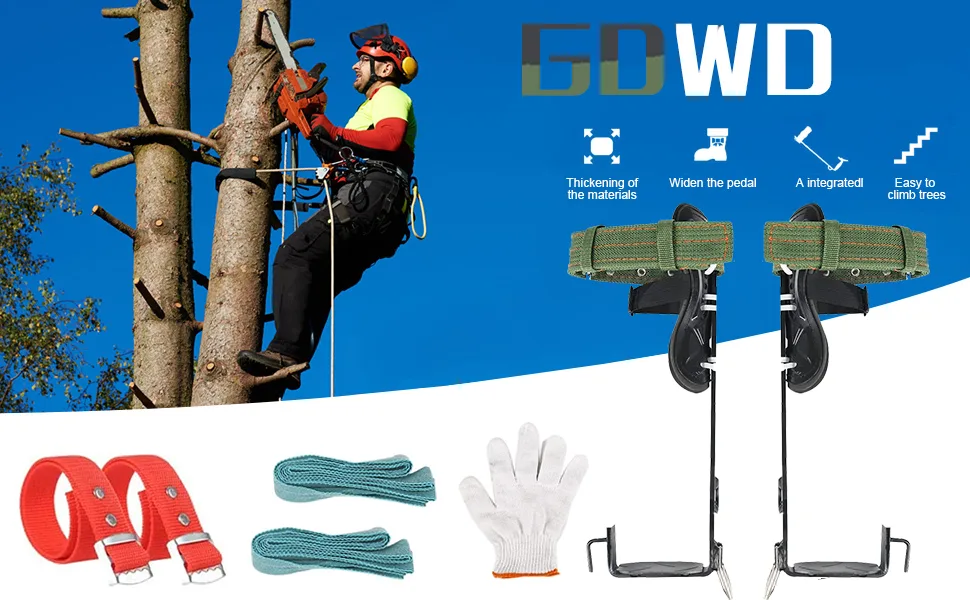 Tree climbing crampons stainless steel tree climbing spikes tree climbing spike set crampons tree stainless steel with straps and gloves for tree work 2Claws - product information 2
