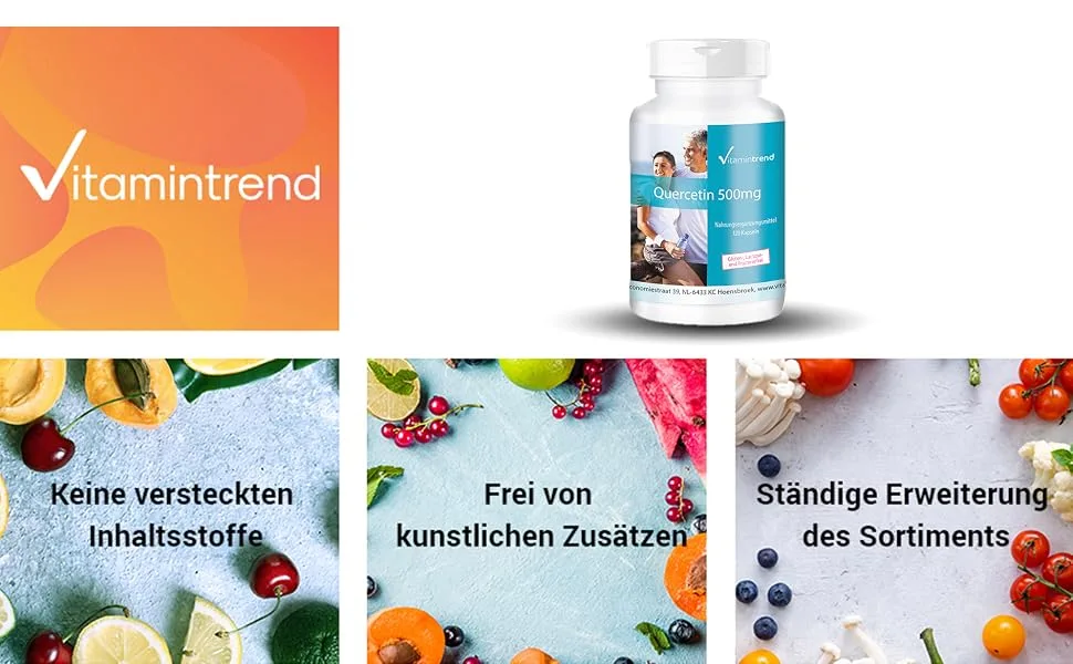 Quercetin 500mg capsules - high dose - 120 capsules - Made in Germany - vegan - antioxidant | Vitamintrend  - product information 1