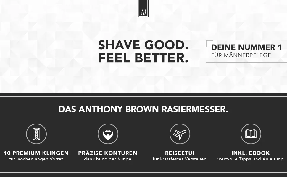 Anthony Brown razor wood in black or silver - unique blade head for more precision - with changing blades and etui - razor set ... (black) - Anthony Brown - Rasiermesser holz schwarz