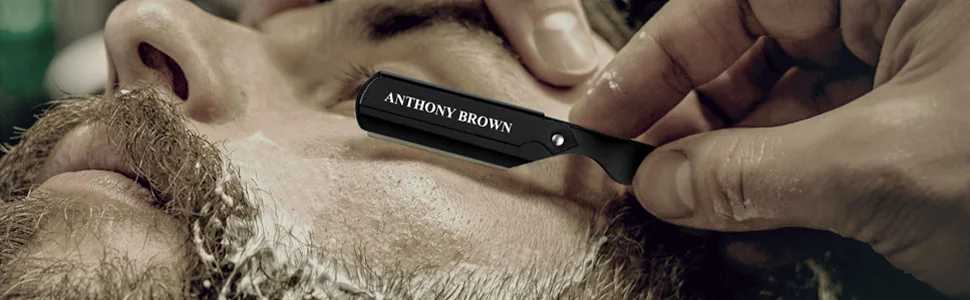 Anthony Brown razor wood in black or silver - unique blade head for more precision - with changing blades and etui - razor set ... (black) - Anthony Brown - Rasiermesser holz schwarz