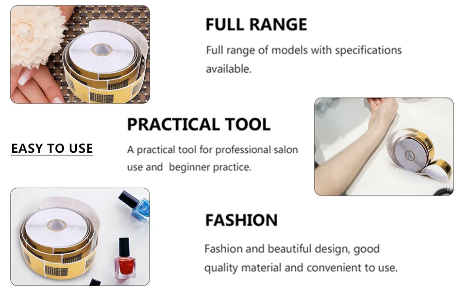 500 pieces nail stencils nail stencils self-adhesive modeling for gel nails & nail extension golden stencils (1 roll) - 8566