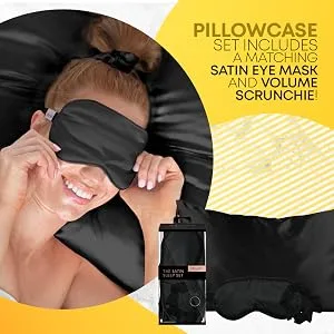Kitsch The Satin Sleep Set Black 3 Piece Set - Beauty Sleep Set