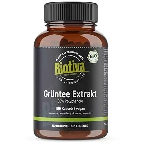 Biotiva Organic Green Tea Extract Capsules - 30% Polyphenols - 150 Capsules - Grüntee Extrakt
