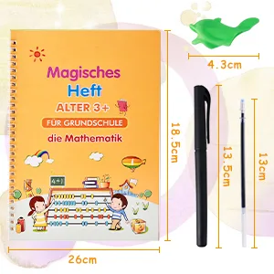 Qianshouyan 4 pieces German magical booklet exercise book with pen 26x18cm reusable handwriting for children calligraphy numbers drawing letters learn to write - schreibpilot