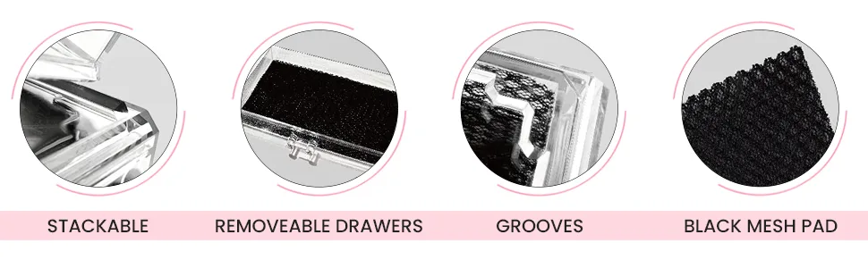 Home and Garden Products Cosmetic organizer transparent made of acrylic - Make-up-Organizer, stapelbare Aufbewahrungsbox, herausnehmbare Schubladen, abwischbar, rutschfeste Schubladen