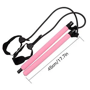 Glkeby pilates stick fold pilates stick tension rope adjustable yoga flexibility practice arm strength waist leg exercise 2-part pink - Explanation