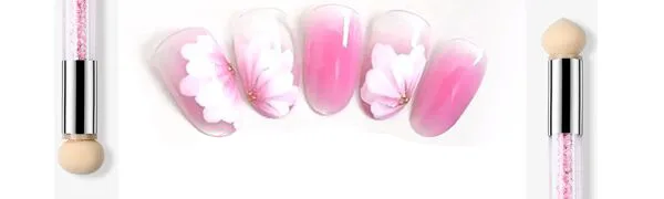 Nail art rendering tools Double head ombre sponge stick nail art sponge and dabbar sponge brush applicator incl 4 replacement heads pigment brushes - product information 1