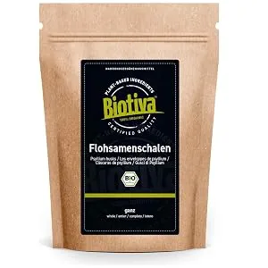 Psyllium shells Bio 99% 1kg - highest purity - 90% fiber - Psyllium Husk - filled and checked in Germany - Biotiva 1000.0 gram - Flohsamenschalen ganz