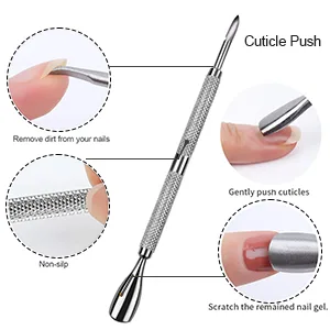 3 Piece Cuticle Pusher Set with Cuticle Nippers Nail Clippers and Cuticle Pusher (Silver) Silver 3 - +6+6