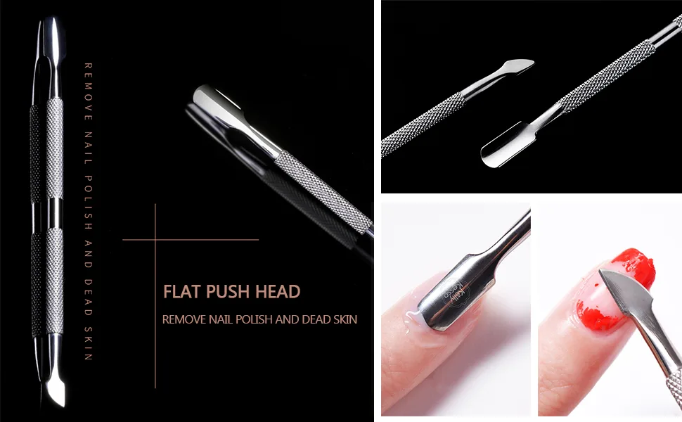 Professional cuticle pusher stainless steel cuticle pusher 2-sided for manicure foot care nail art - product information 2