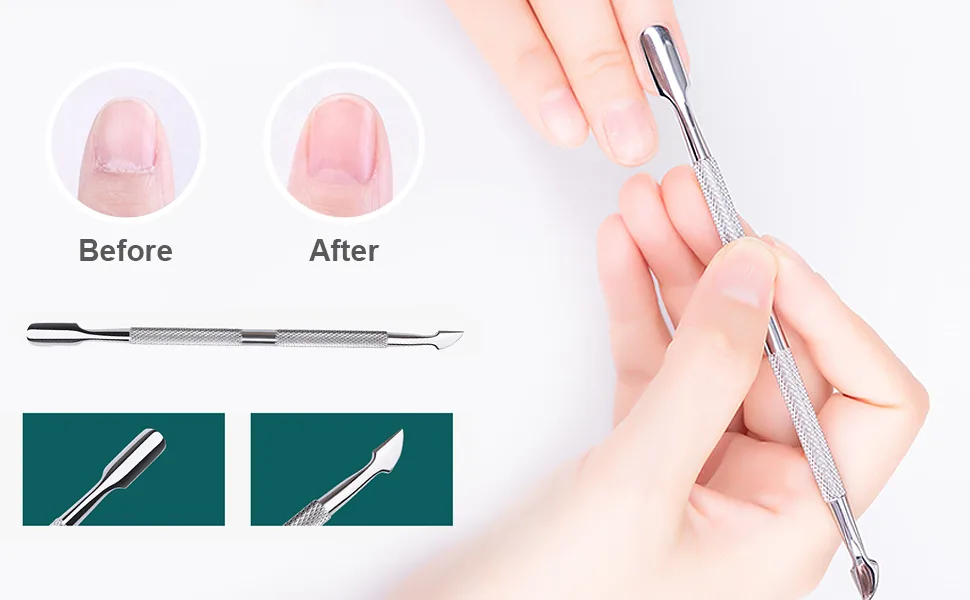 Professional cuticle pusher stainless steel cuticle pusher 2-sided for manicure foot care nail art - product information 3